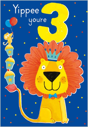 
            
                Load image into Gallery viewer, Age 3 - Lion Birthday Card
            
        
