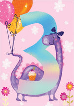 Age 3 - Dinosaur Birthday Card