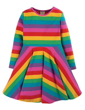 Frugi - Sofia Skater Dress: Foxglove Rainbow Stripe