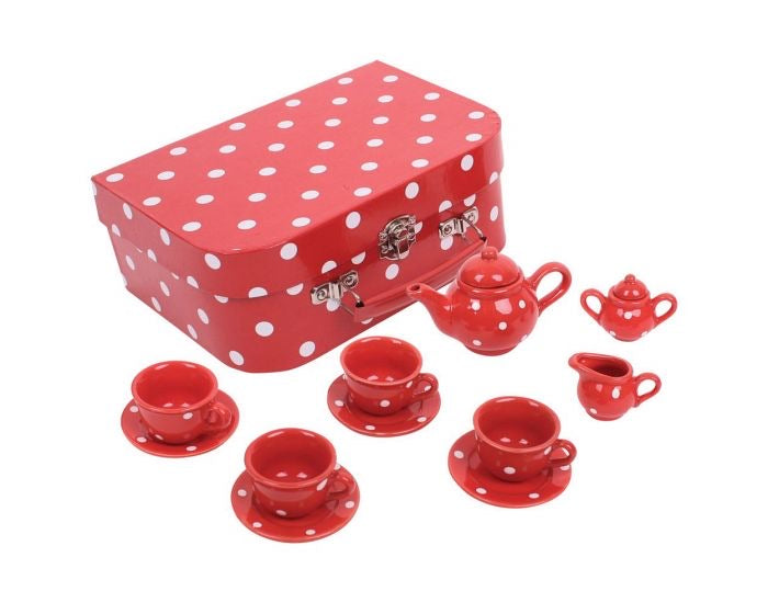 Bigjigs - Red Polka Dot Porcelain Tea Set