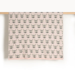 The Bonnie Mob - Birch Baby Deer Jaquard Blanket; Pink