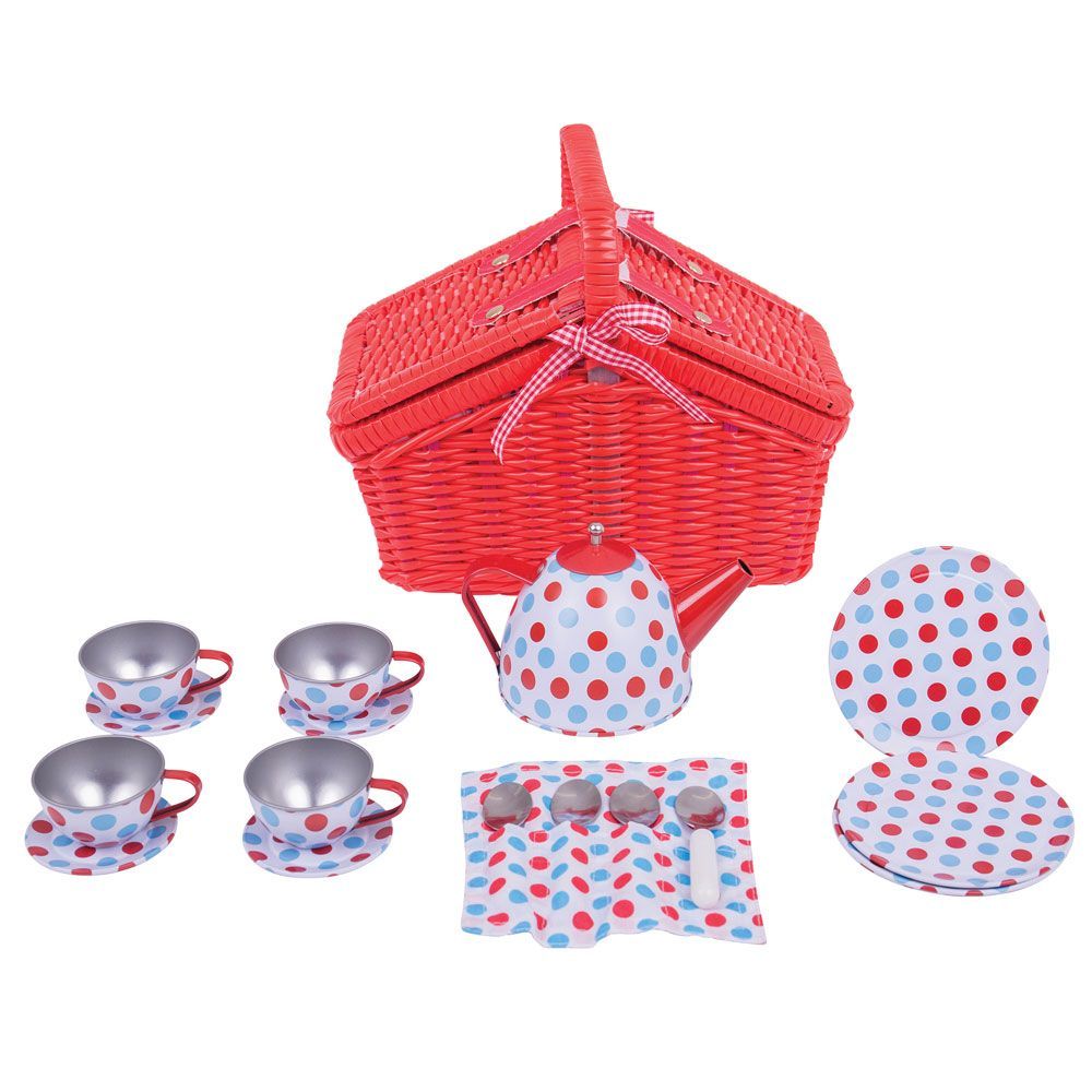 
            
                Load image into Gallery viewer, Bigjigs - Spotted Basket Tea Set
            
        